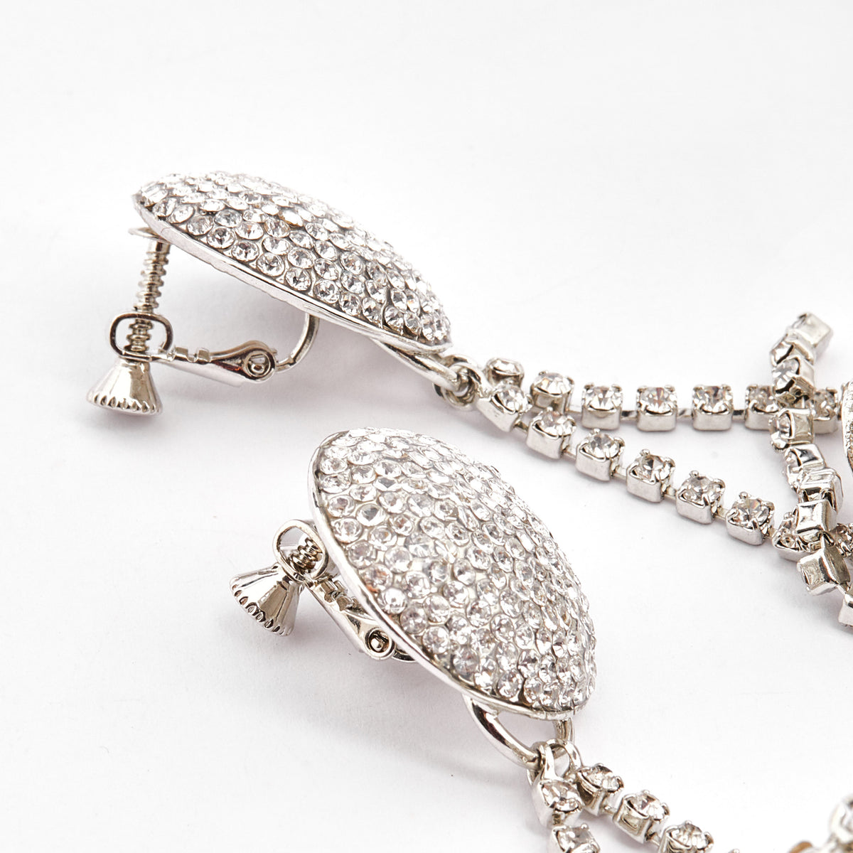 Crystal-embellished Waterfall Drop Clip Earrings | Sandy